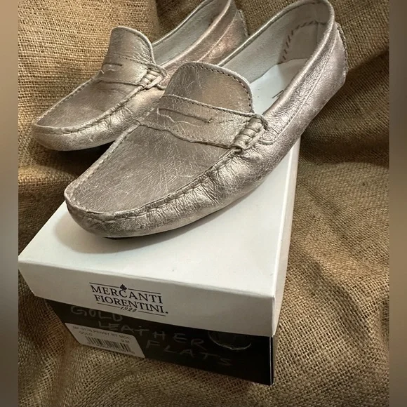 Mercanti Fiorentini Gold ✨ Leather Driving Loafers 👞 (Penny-style moccasins) 9M - Picture 3 of 7